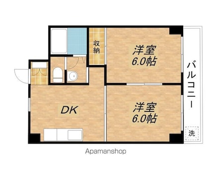 第１６洛西ハイツ瀬田[2DK/38.88m2]の間取図