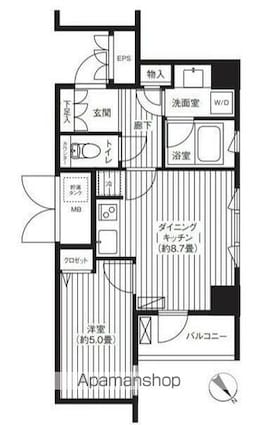 コスモリード新宿余丁町[1DK/36.19m2]の間取図