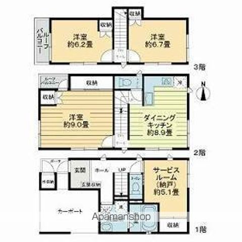 新宿区左門町の戸建ての間取り