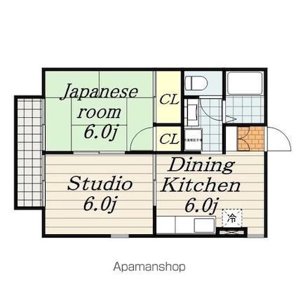 クレール稲毛[2DK/40.29m2]の間取図