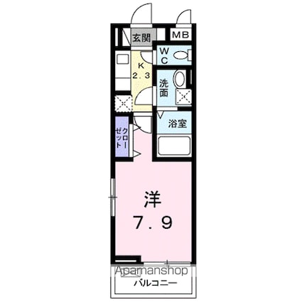 ライフステージ　Ｍ’ｓ[1K/26.15m2]の間取図