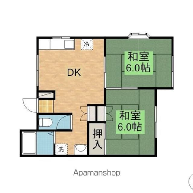 ハイツブリッジ[2DK/44.3m2]の間取図