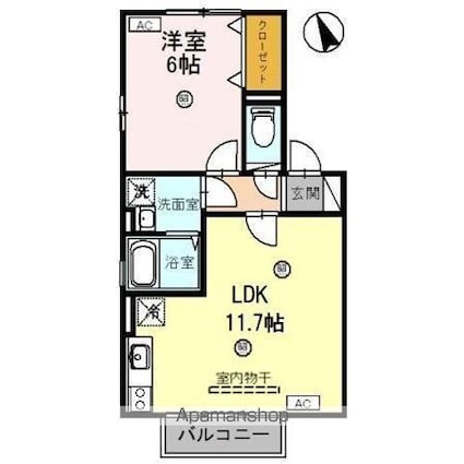 リバーサイドハイツ[1LDK/41.26m2]の間取図