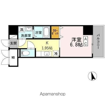 Ｇｒａｎｄ・ｒｅｖｅ[1K/27.74m2]の間取図