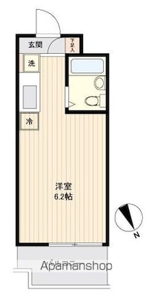 東京都世田谷区上馬５丁目[1R/16.47m2]の間取図