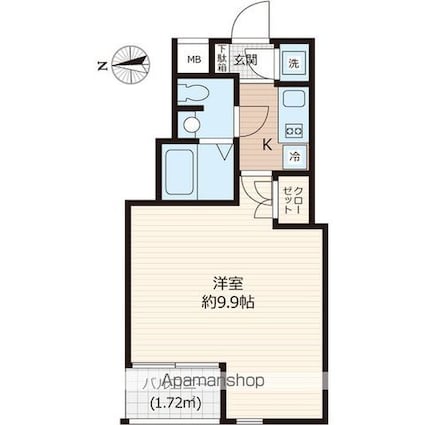 Ｂｅｖｅｒｌｙ　Ｈｏｍｅｓ　赤塚公園Ⅱ[1K/25.89m2]の間取図