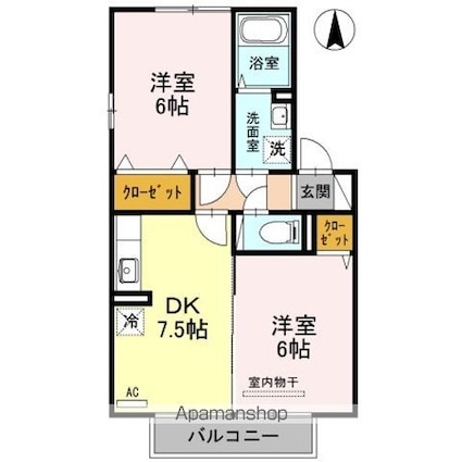 フルール大和　Ｃ[2DK/45.42m2]の間取図