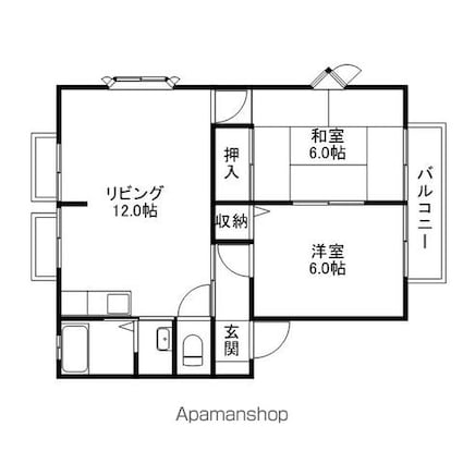 滋賀県甲賀市水口町水口[2LDK/48m2]の間取図