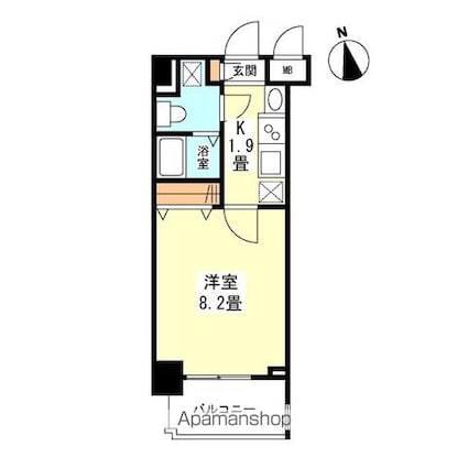 ガーラプレイス新宿御苑[1K/24.87m2]の間取図