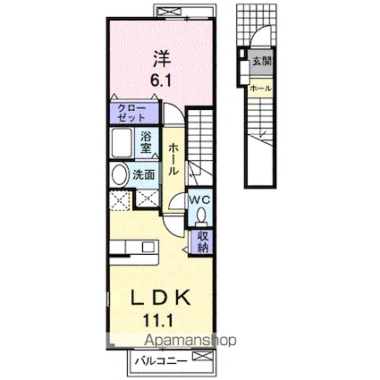 パークスクエア青葉の森[1LDK/44.9m2]の間取図