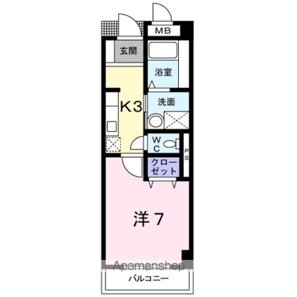メルヴェイュ・ロジュマン[1K/26.97m2]の間取図