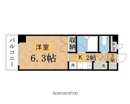 ビレッジコア八王子[1K/21.06m2]の間取図