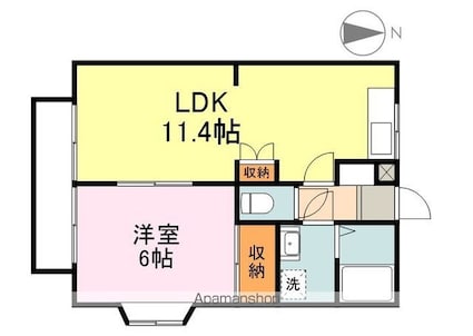 広島県福山市神辺町字道上[1LDK/40.15m2]の間取図