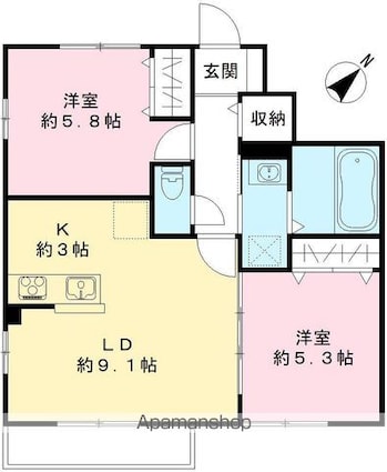 アリビオＣ[2LDK/52.31m2]の間取図