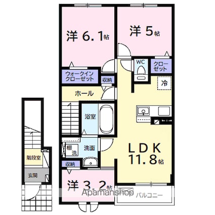 アクアヴィラ　Ｂ[3LDK/62.1m2]の間取図