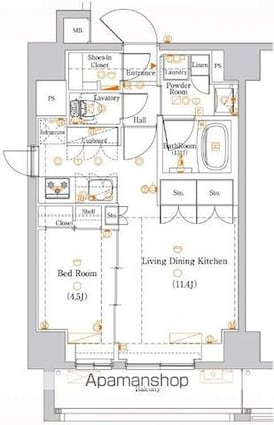 ＤＩＰＳ十条仲原ＥＡＳＴ[1LDK/41.6m2]の間取図