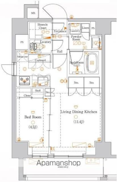 ＤＩＰＳ十条仲原ＥＡＳＴ[1LDK/41.6m2]の間取図