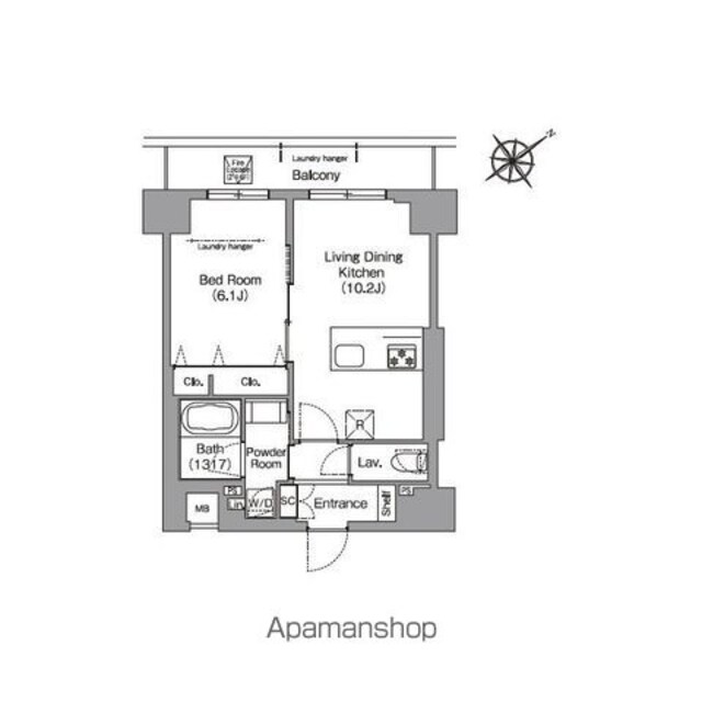 ＨＦ押上レジデンス[1LDK/40.23m2]の間取図