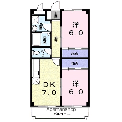 グローリ南草津[2DK/48.66m2]の間取図