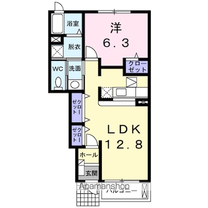 ソレイユ・ルヴァンⅠ[1LDK/46.49m2]の間取図