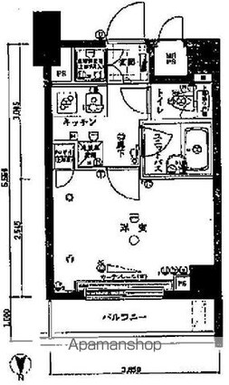 ルーブル高円寺伍番館[1K/20.25m2]の間取図