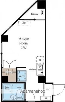 ベルドミール王子[1R/18.73m2]の間取図