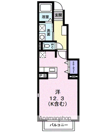 トップラインＢ[1R/33.15m2]の間取図
