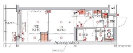 ハーモニーレジデンス新宿　ＴＨＥ　ＮＯＲＴＨ[1DK/25.5m2]の間取図
