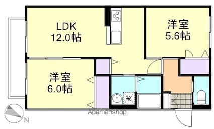 ヴィラレインボーＢ[2LDK/53.97m2]の間取図