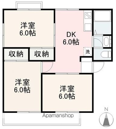 ロイヤルクレインハイツ[3DK/51.34m2]の間取図
