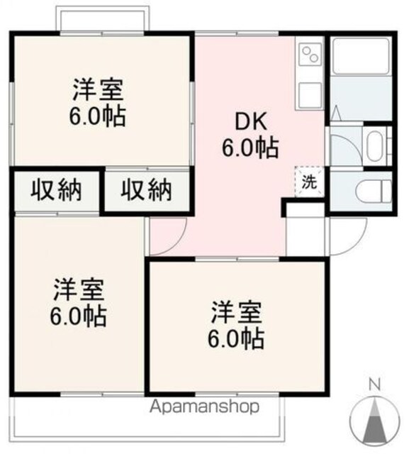 ロイヤルクレインハイツ[3DK/51.34m2]の間取図