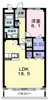 スプリングロードＡｋａｓａｋａ[1LDK/59.58m2]の間取図