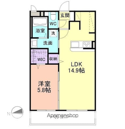 ユーミーマンション名草[1LDK/46.75m2]の間取図