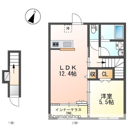 パレス北野[1LDK/50.7m2]の間取図