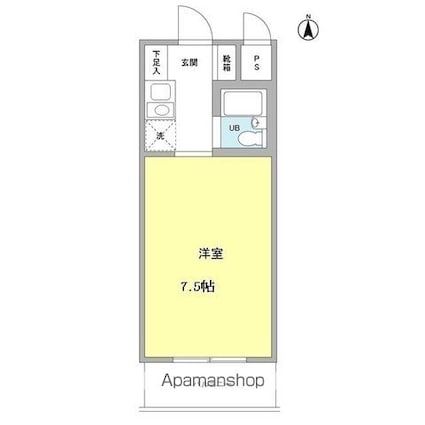 ウッドクレスト砧ＡＢＣ棟[1R/19.44m2]の間取図