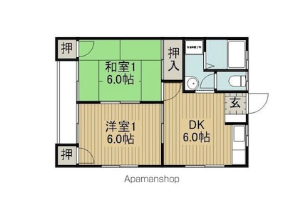 コーポマキＢ棟[2DK/41m2]の間取図