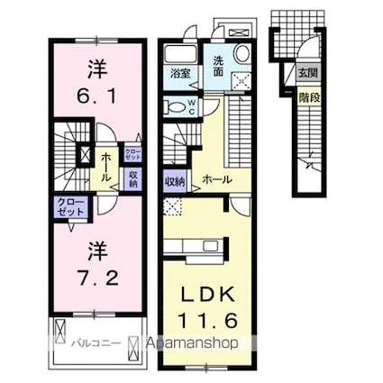 広島県福山市新涯町２丁目[2LDK/67.05m2]の間取図