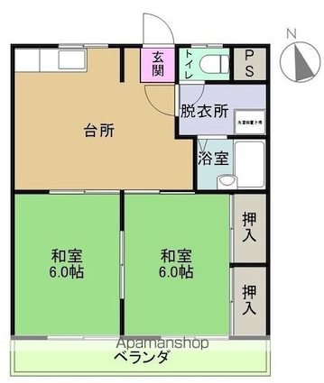 コーポＳＨＩＢＡＴＡ[2DK/46.28m2]の間取図