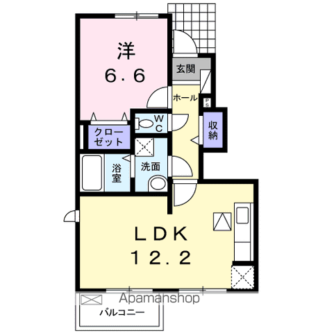 潮来市新宮のアパートの間取り