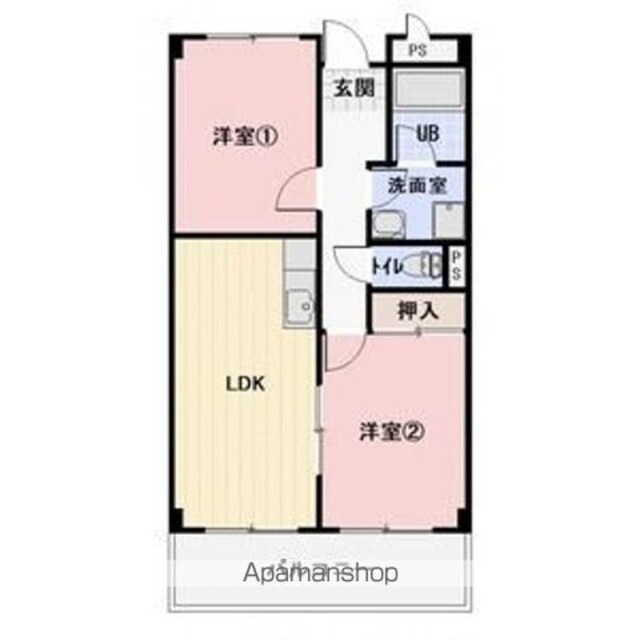 Ｌｉｍｐｉａエスポワール西中田[2LDK/48.6m2]の間取図