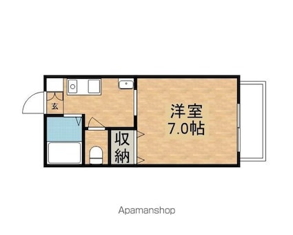 フローラルヤングハイツ[1K/22.96m2]の間取図