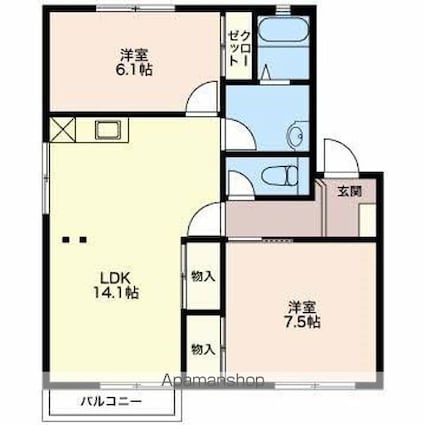 フレグランス日詰Ｂ[2LDK/62.07m2]の間取図