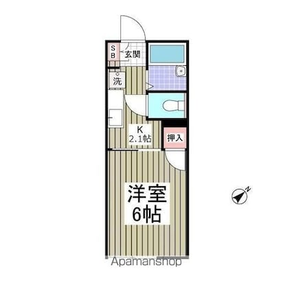 シティハイツ大草[1K/19.87m2]の間取図