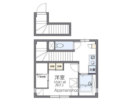 東京都中野区新井１丁目[1K/25.44m2]の間取図