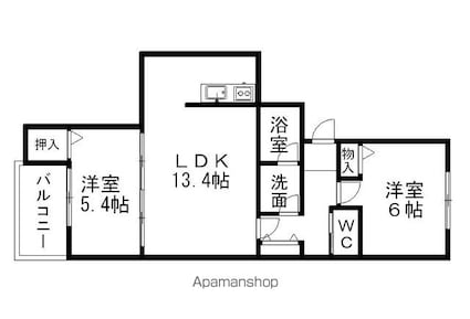 メロディ松原[2LDK/55.93m2]の間取図
