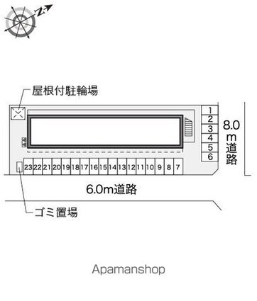 レオパレスリバーサイドアサカＷ[1K/23.18m2]の配置図
