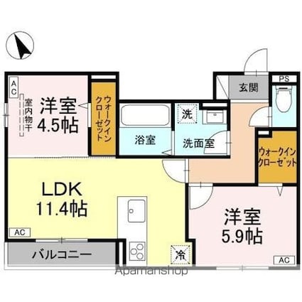 Ｄーｒｅｓｉｄｅｎｃｅ東川口Ｎ[2LDK/55.24m2]の間取図