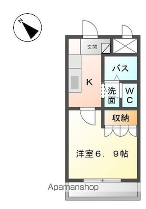 ピアチェーレ[1K/24.84m2]の間取図