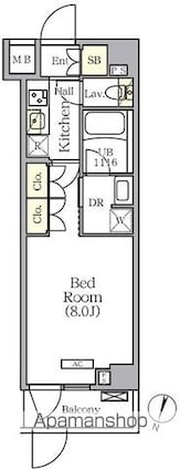 ＡＲＫＭＡＲＫ世田谷砧[1K/25.47m2]の間取図