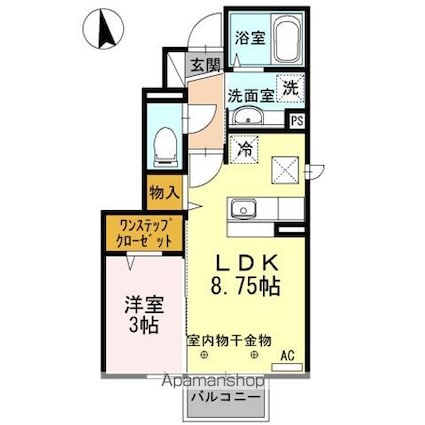 セジュールペパーミント[1LDK/31.56m2]の間取図